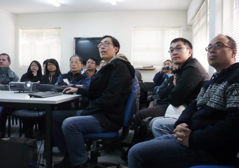People listening to presentation