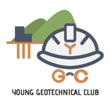 Young Geotechnical Club logo featuring hard hat, pickaxe, and mountain graphic