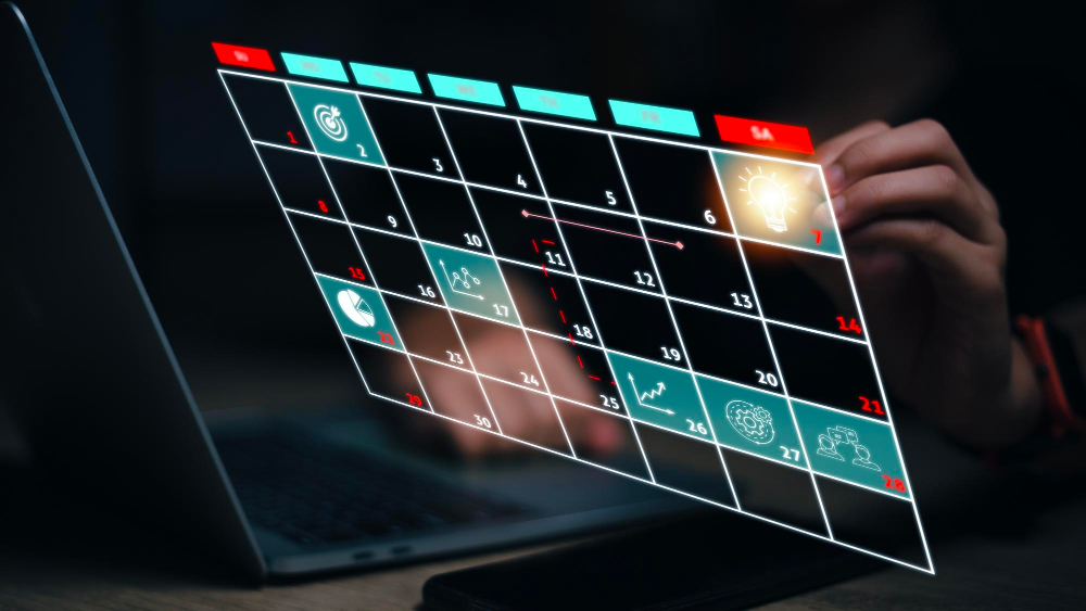 Calendar with tasks and milestones