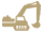 Excavator icon in beige color, simplified outline style