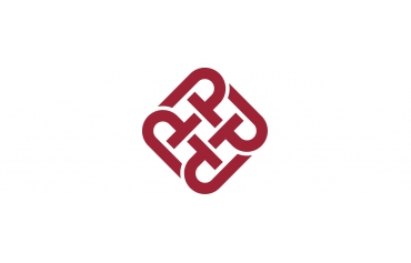 Red geometric logo with interlocking curved shapes forming a diamond pattern.