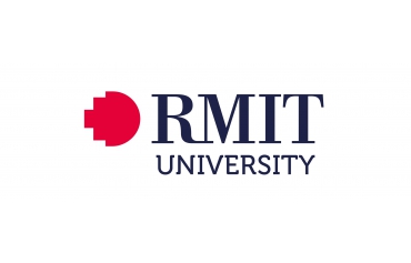 RMIT University logo featuring red pixelated circle and navy text